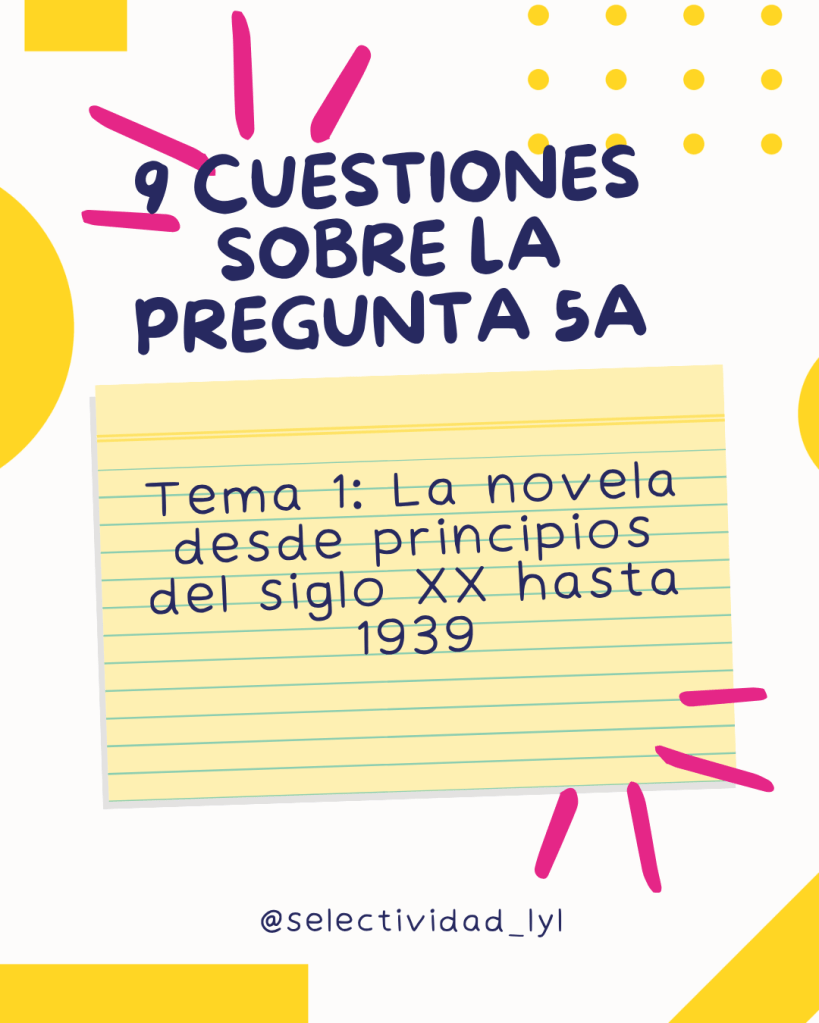 9 cuestiones sobre la pregunta 5a de selectividad del tema 1: novela hasta 1939